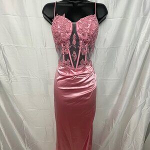 B Darlin Pink corset Lace/Satin dress Size medium